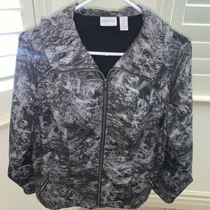 Chico’s Zenergy Jacket, All Weather, Stretch Full Zip, Gray/Black